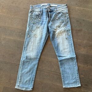 Pilcro and the Letterpress Light Blue bejeweled Skinny Jeans Hyphen